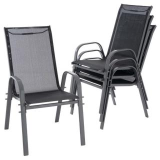 Venkovní stohovatelné židle s textilním potahem, antracit / černá