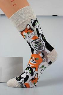 3 páry barevné ponožky zajíci, kočky, ježek - 39-42