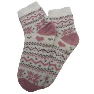 Ponožky na doma srdíčka - vločky - 25-29