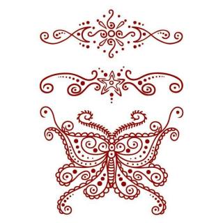 Červený motýl a další motivy - henna nalepovací tetování