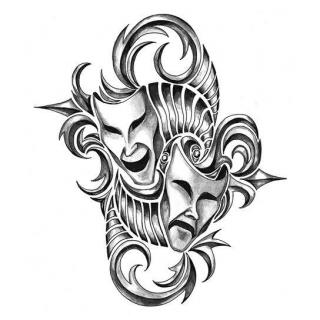 Dramatické masky - velké tribal nalepovací tetování