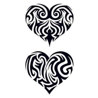 Dvě vyřezávaná srdce - tribal nalepovací tetování
