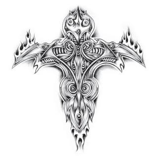 Hořící kříž - velké nalepovací tetování