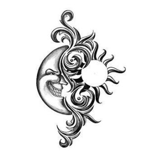 Měsíc a slunce - tribal nalepovací tetování