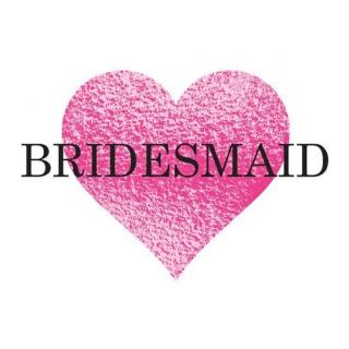 Metalické srdce s nápisem Bridesmaid - svatební nalepovací tetování