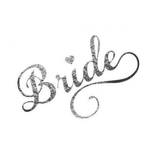 Metalický stříbrný nápis Bride - svatební nalepovací tetování