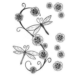 Vážky a květiny - nalepovací tetování