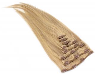 Clip In set 50 cm 100% lidské vlasy - odstín přírodní a světlejší blond