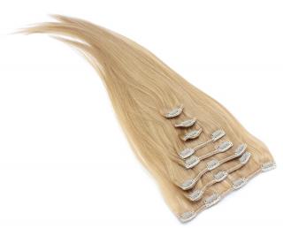 Clip In set 50 cm 100% lidské vlasy - přírodní blond