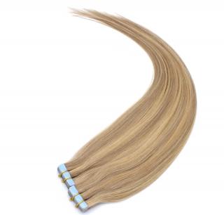 Tape in - vlasové pásky 40 cm - odstín přírodní a světlejší blond (melír)