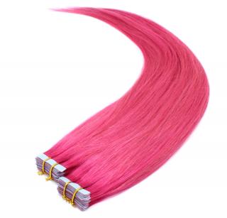 Tape in vlasy k prodloužení 60cm - odstín růžová