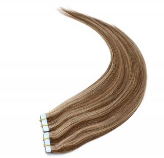 Tape in vlasy k prodloužení 60cm - odstín tmavý melír