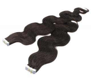 Tape in - vlnité vlasové pásky 50 cm - odstín přírodní černá