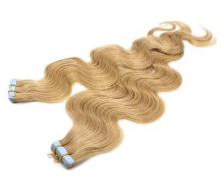 Tape in vlnité vlasy k prodloužení 60cm - odstín přírodní blond