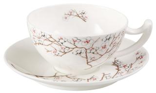 Bílá třešeň - Fine Bone China, porcelánový šálek s podšálkem, 0,18 l