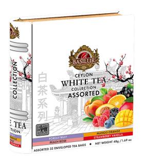 White Tea Book Assorted - mix bílých aromatizovaných porcovaných čajů v plechové knize 32x1,5g