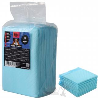 Bubu Pets Plenkové podložky modré standard 60x60cm s lepícími rohy 10 kusů