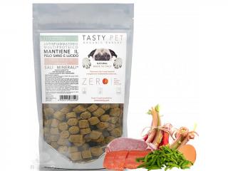 TASTY PET adult/puppy Přírodní KŘUPKY s vepřovým, lososem a rebarborou 90g - URINARY DETOX