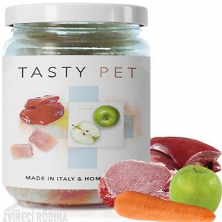 TASTY PET adult/puppy Zavařené vepřové maso, játra + mrkev, jablko – URINARY DETOX