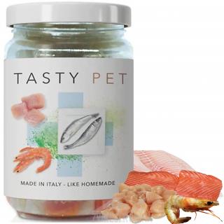 TASTY PET přírodní vařené FILETY pro kočky a koťata losos/krevety 80g - NATURAL