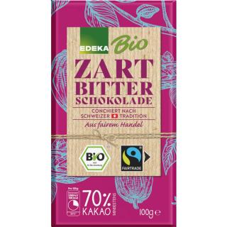 Edeka BIO švýcarská jemně hořká čokoláda se 70% kakaa 100g  - originál z Německa