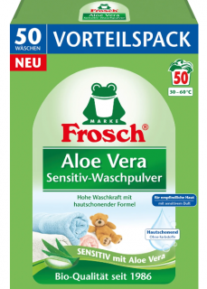 Frosch Prací prášek s aloe vera pro citlivou pokožku 50 dávek, 3,3 kg  - originál z Německa