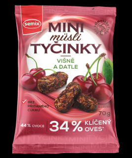 Mini müsli tyčinky s višněni bez lepku 70 g SEMIX