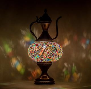 Krásy Orientu Orientální skleněná mozaiková stolní lampa Cansu - Karafa - ø skla 16 cm