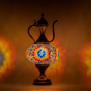 Krásy Orientu Orientální skleněná mozaiková stolní lampa Isra - Karafa - ø skla 16 cm