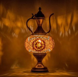 Krásy Orientu Orientální skleněná mozaiková stolní lampa Kismet - Karafa - ø skla 16 cm