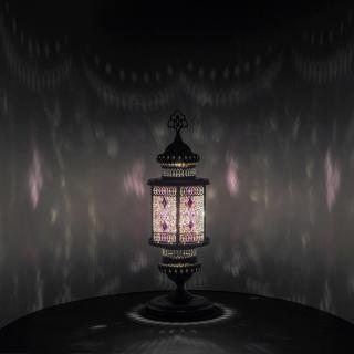 Krásy Orientu Orientální skleněná mozaiková stolní lucerna Hilal - velikost 2