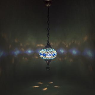 Krásy Orientu Orientální skleněná mozaiková visací lampa Asena - ø skla 16 cm