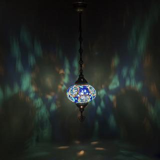 Krásy Orientu Orientální skleněná mozaiková visací lampa Bodrum  - ø skla 16 cm