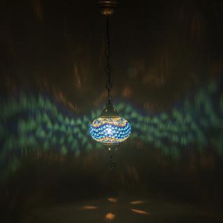 Krásy Orientu Orientální skleněná mozaiková visací lampa Dalga - ø skla 16 cm