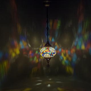 Krásy Orientu Orientální skleněná mozaiková visací lampa Esila - ø skla 16 cm