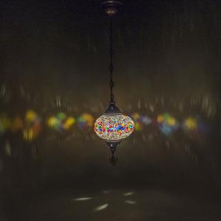 Krásy Orientu Orientální skleněná mozaiková visací lampa Mulawan - ø skla 16 cm