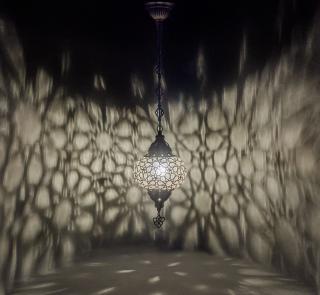 Krásy Orientu Orientální visací lampa z foukaného skla Melek - ø skla 16 cm