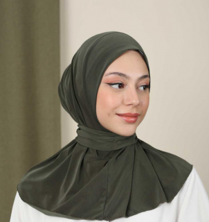 Krásy Orientu Šátek Hijab Reem - khaki (na zapínání)