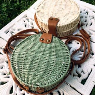 Smilargan Pletená slaměná košíková kabelka - Maya - zelená