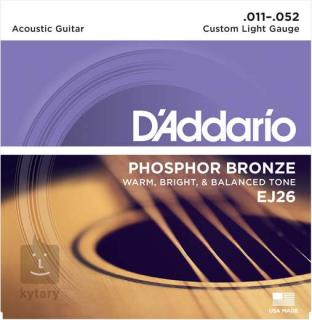 D´addario EJ26 Custom Light Phosphor Bronze na akustickou kytaru (D´addario EJ26 tvrdost 011"/052")