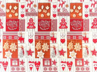 Plátno DOMESTIK 145/19410-1 vánoční patchwork šíře 220cm / METRÁŽ NA MÍRU