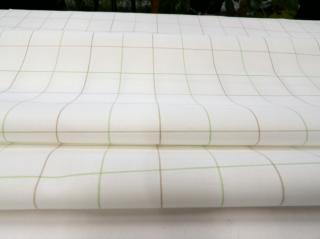 Plátno HALENA 115 (44401 Košilovina bílý podklad kostka zelená)-140cm / VELKOOBCHOD Ceník: VELKOOBCHOD: po celých rolích, bez odvíjení