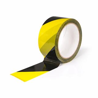 Lepicí páska s tiskem 50 mm x 66 m - bezpečnostní černo-žlutá (Lepící pásky s tiskem - BOPP hot-melt)