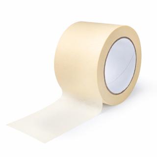 Maskovací lepící páska 75mm x 50m, bílá  - solvent (90°C) (Maskovací lepící pásky - impregrovaný krepový papír, solvent )