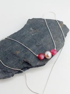 TULEA stříbrný náhrdelník s lila perlou, turmalín