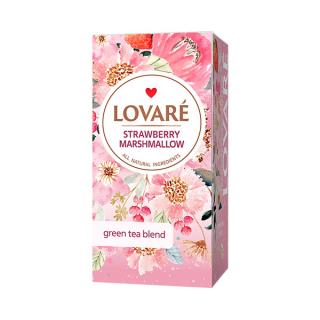 Lovaré Strawberry Marshmallow, zelený čaj (24 sáčků)