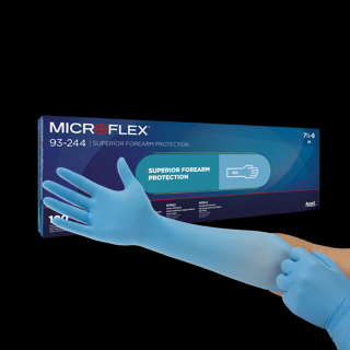 MICROFLEX® 93-244 - Nitrilové vyšetřovací rukavice s extra dlouhou manžetou Velikost: M