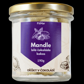 Mandle v bílé čokoládě a kokosu velikost balení: sklenice 3x190 g