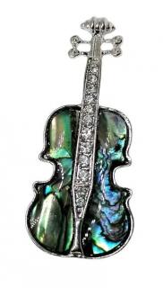 Brož housličky s mušlí Paua