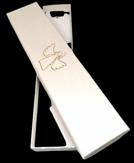 Dárková krabička s andělem, 20x4,5x2,5 (béžovobílá, lesklá, elegantní)